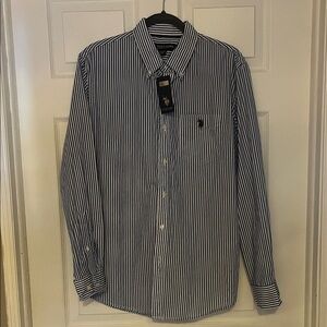 U.S. Polo Assn. Navy and White Striped Button Down Shirt